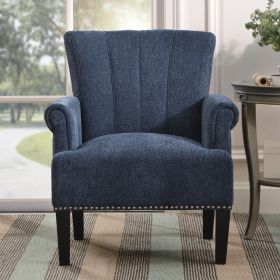 Accent Rivet Tufted Polyester Arm Chair - Navy Blue (Color: as Pic)