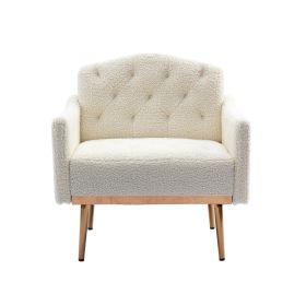 Accent Chair with Rose Golden Feet (Color: White Teddy)