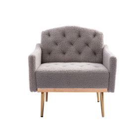 Accent Chair with Rose Golden Feet (Color: Grey Teddy)