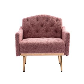 Accent Chair with Rose Golden Feet (Color: Brush Pink Teddy)