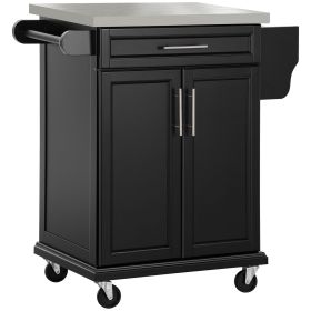 HOMCOM Kitchen Island on Wheels with Stainless Steel Countertop (Color: as Pic)