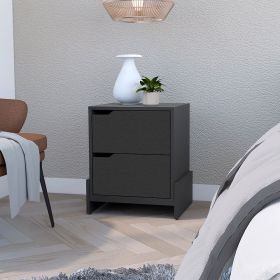 Brookland Nightstand with Double Drawers and Sturdy Base, (Color: Black)