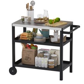 Indoor/Outdoor Cart & Movable Kitchen Island (Color: Black)