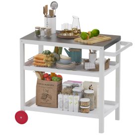 Indoor/Outdoor Cart & Movable Kitchen Island (Color: White)