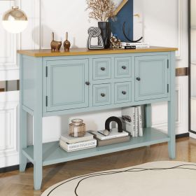 Cambridge Series Ample Vintage Console Table with Four Small Drawers (Color: Lime White, Material: Solid Wood+MDF)