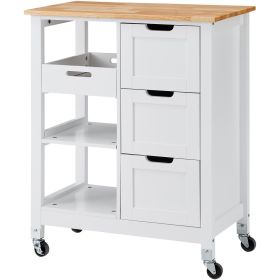 VEVOR Kitchen Island Cart Rolling Storage Cabinet on Wheel with Drawer & Shelves (Color: White, Type: Semi-Enclosed Mobile Type)