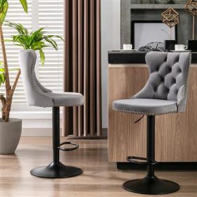 Set of 2 Swivel Velvet Barstools (Color: as picture)