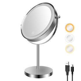 8-inch Makeup 360° Swivel Mirror with Lights (Color: Chrome)