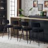 Set of 2 Upholstered Bar Stools - Black