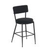 Set of 2 Upholstered Bar Stools - Black