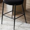 Set of 2 Upholstered Bar Stools - Black