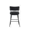 Set of 2 Upholstered Bar Stools - Black